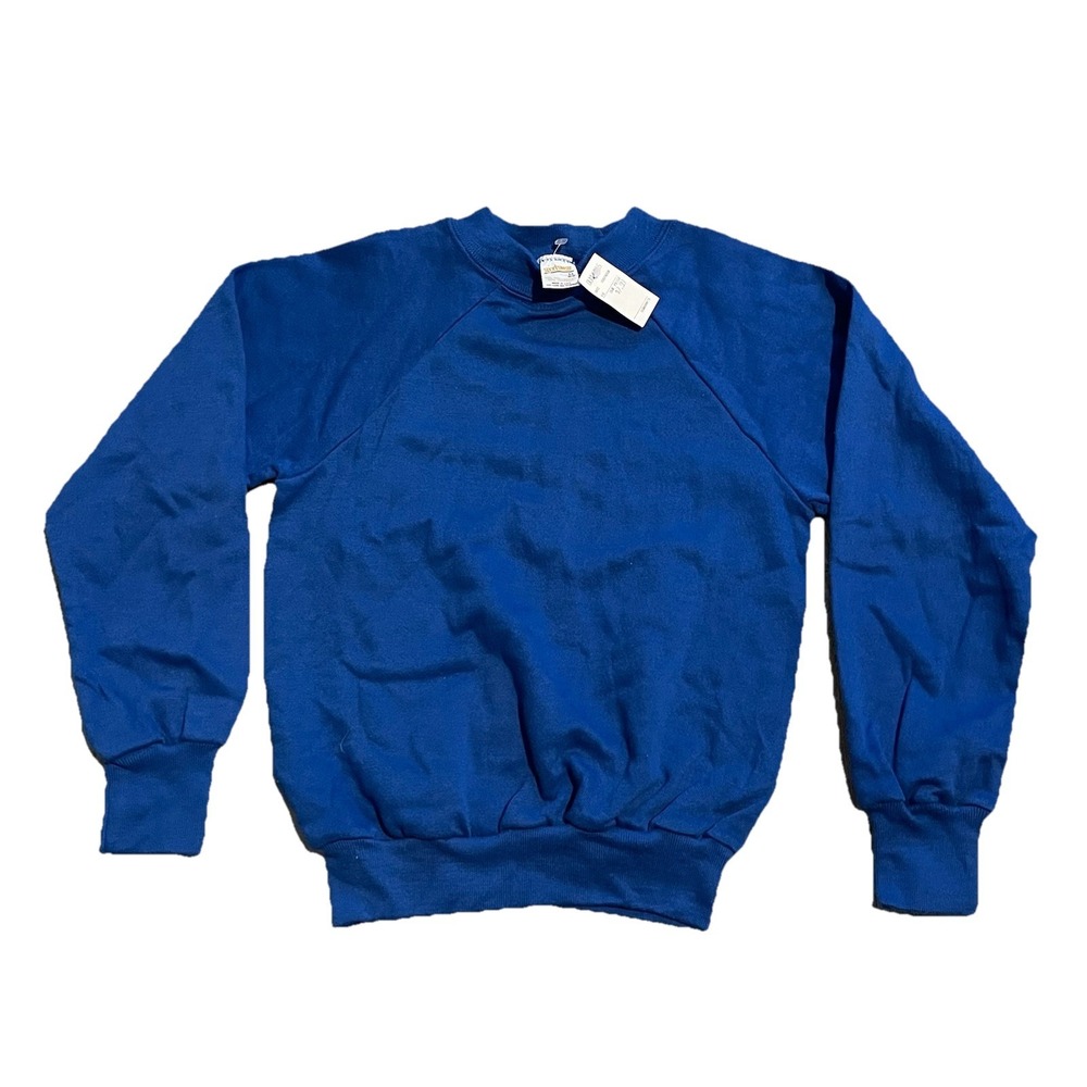 NOS Vintage 70s 80s Sportswear‎ Blue Pullover Crewneck Sweatshirt Youth Size M